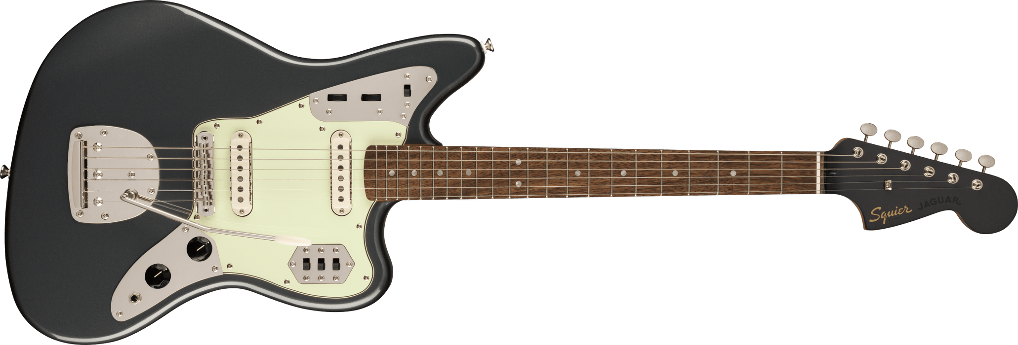 Fender Squier FSR Classic Vibe '60s Jaguar®, Laurel Fingerboard, Mint Pickguard, Matching Headstock, Charcoal Frost Metallic
