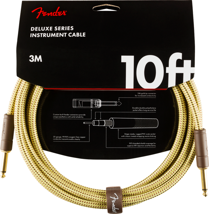 Fender Deluxe Series Instrument Cable, Straight/Straight, 3m / 10ft Tweed