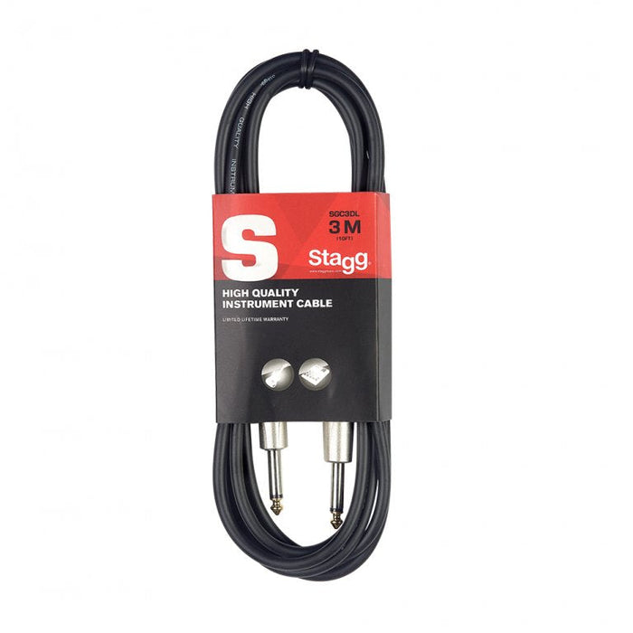 Stagg Deluxe Instrument Cable 6m (20ft) Straight to Straight Jack - Black