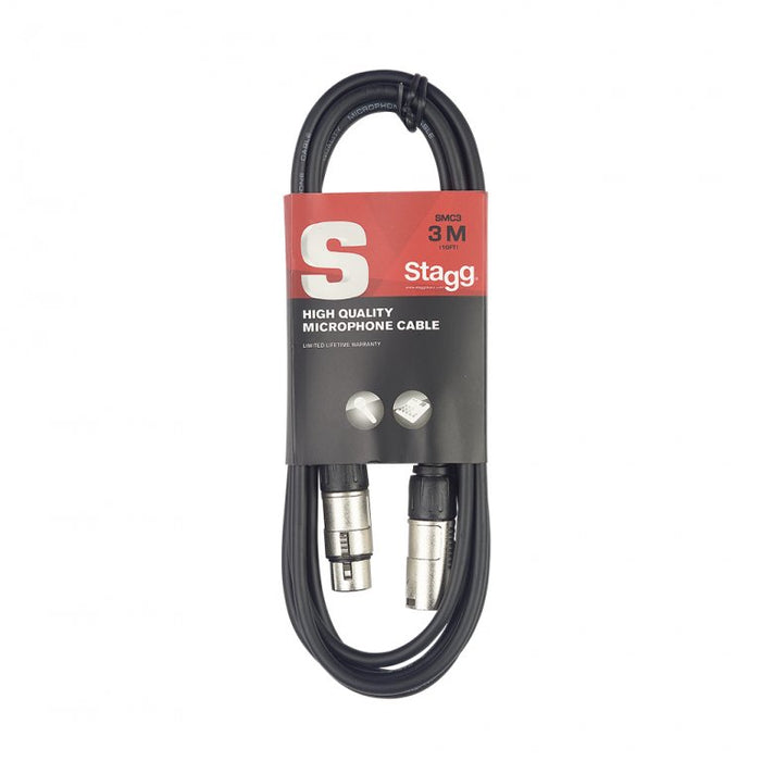 Stagg Deluxe Microphone Cable 3m (10ft) XLR Male to XLR Female - Black