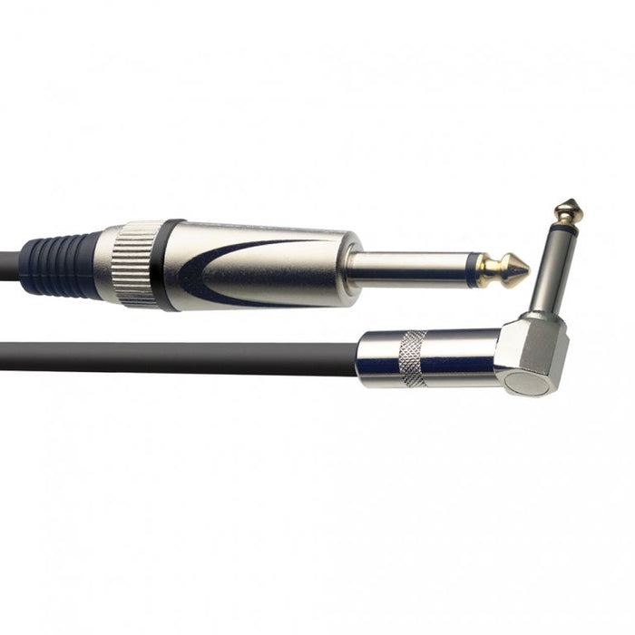 Stagg Deluxe Instrument Cable 3m (10ft) Straight to Right Angle Jack - Black