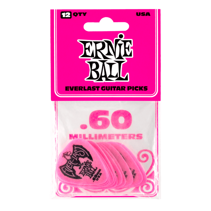 Ernie Ball 0.60mm Pink Everlast Picks 12 Pack