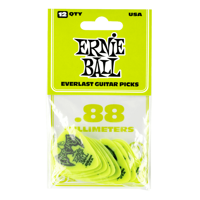 Ernie Ball 0.88mm Green Everlast Picks 12 Pack