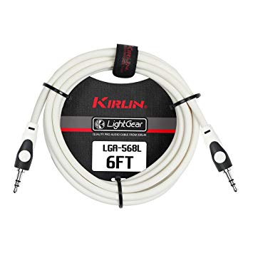Kirlin 6ft Fabric Cable 3.5mm Stereo Mini Jack to Jack - White