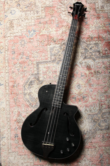 2009 Epiphone Zenith Semi Acoustic Bass Stereo (Fretted) - Trans Black - Pre-owned