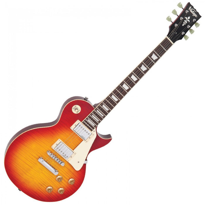 Vintage V100 Reissued Flamed Maple Electric Guitar - Cherry Sunburst *Setup Price