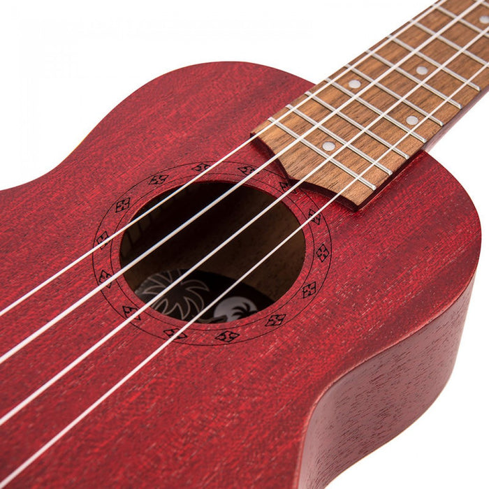 Laka Soprano Acoustic Ukulele & Bag - Red