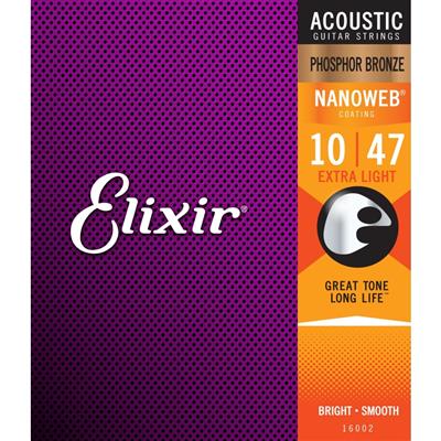 Elixir - Acoustic Nanoweb Phosphor Bronze Custom Light Strings 10-47