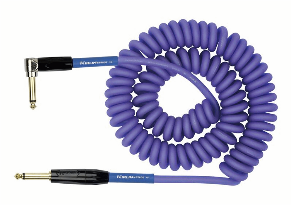 Kirlin Premium Coil Cable in Purple - Right Angle to Straight Jack - 30ft