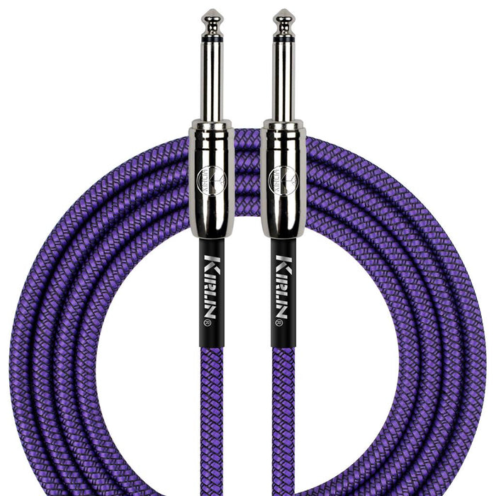 Kirlin 10ft Fabric Cable 1/4" Mono Plug Straight to Straight - Purple