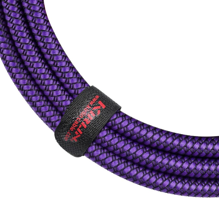 Kirlin 10ft Fabric Cable 1/4" Mono Plug Straight to Straight - Purple