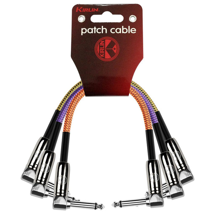 Kirlin Fabric 6 inch Professional Grade Mono Angled Pedal Patch Cable - 3pk
