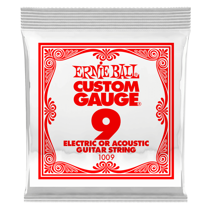 Ernie Ball 1009 Plain Steel Single String Electric or Acoustic .009 Gauge