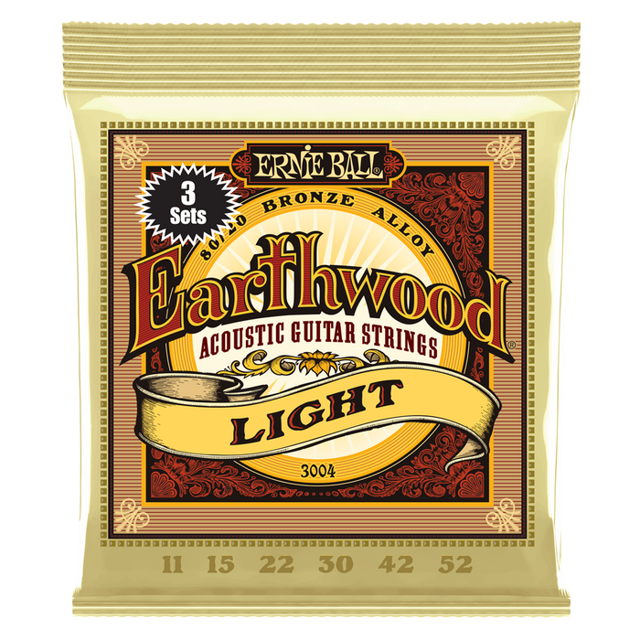 Ernie Ball 3 Pack Earthwood 11-52 Light 80/20 Bronze Acoustic Guitar Strings