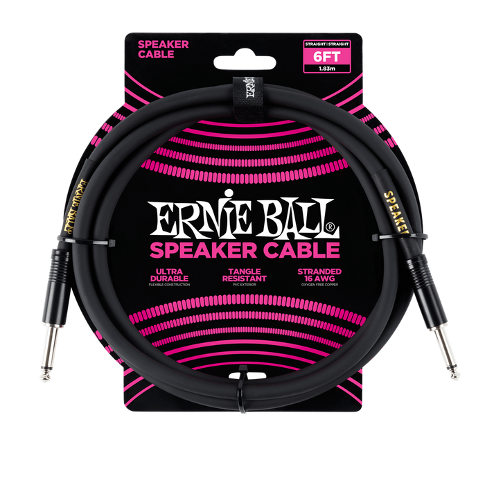 Ernie Ball 6FT Straight - Straight Speaker Cable Black