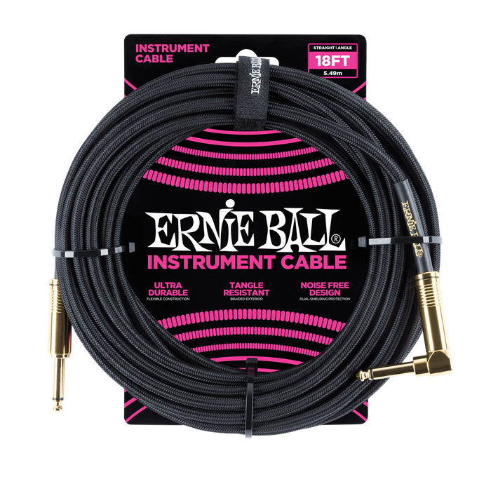 Ernie Ball Braided Cable P06086 - 18FT BLACK