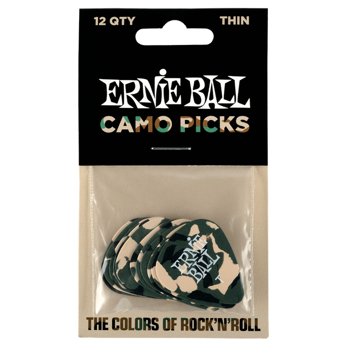 Ernie Ball Camouflage Thin Pick Pack (Pack of 12)