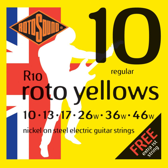 Rotosound R10 Roto Yellow Nickel Electric Guitar Strings, 10-46