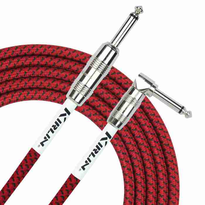 Kirlin 20ft Fabric Cable 1/4" Mono Plug Straight to Angle - Red