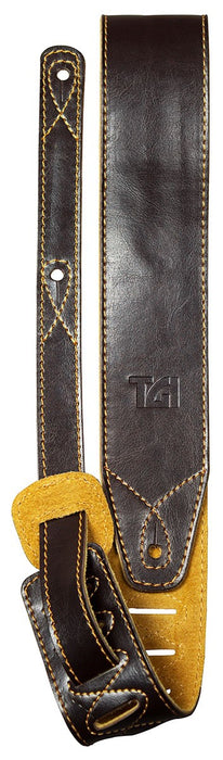 TGI Guitar Strap Brown Leather With Suede Back