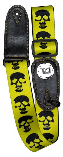 Yellow & Black Skull Guitar Strap - TGI